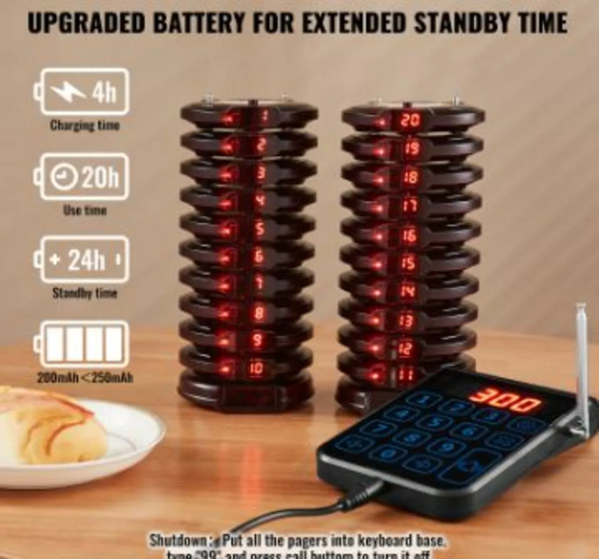 Restaurant Wireless Pager System 20 Call Coasters - Image 2