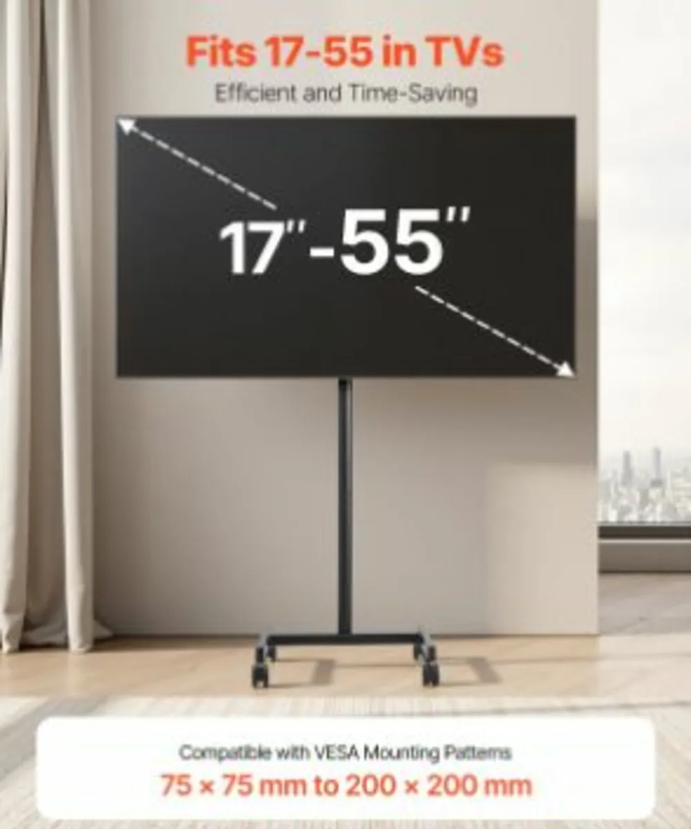 Rolling TV Stand Mobile TV Cart Holds Up to 44 lbs - Image 2
