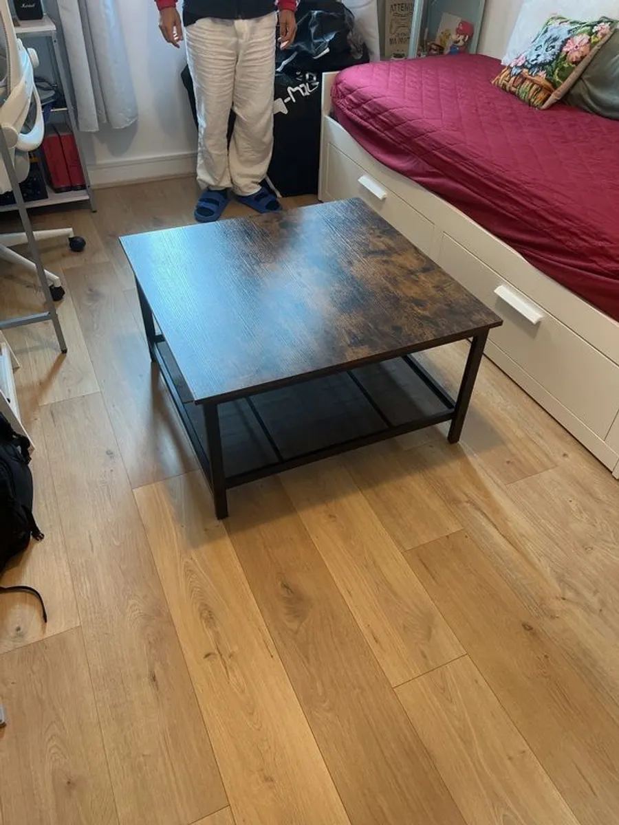 Faux Leather Bean Bag + VASAGLE Coffee Table - Image 1