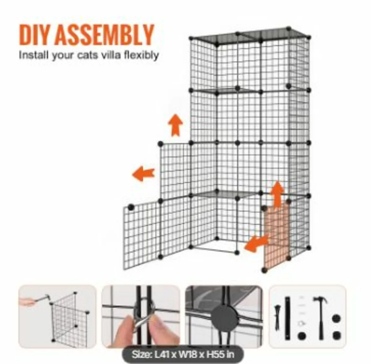 Large 4-tier Cat Cage 41 x 14 x 55" Metal Wire - Image 4