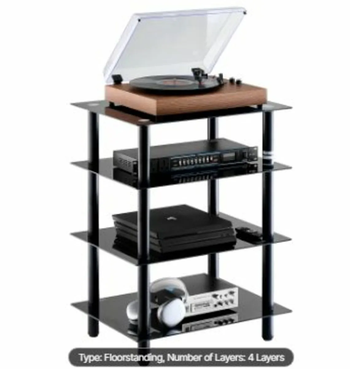 4-Tier AV Media Stand Strengthene - Image 1