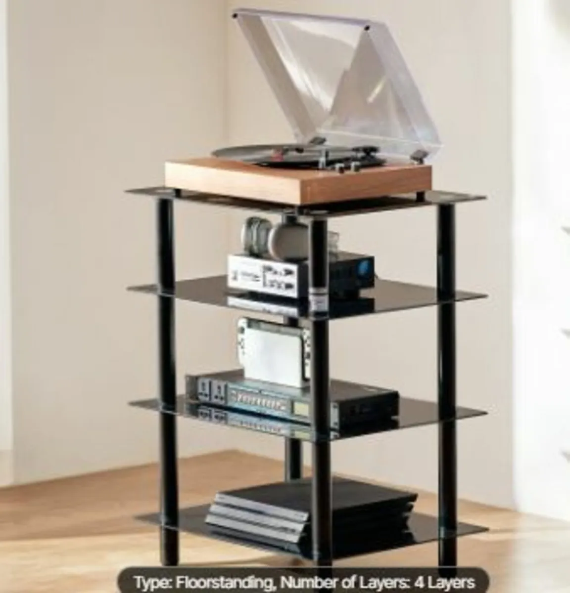 4-Tier AV Media Stand Strengthene - Image 2