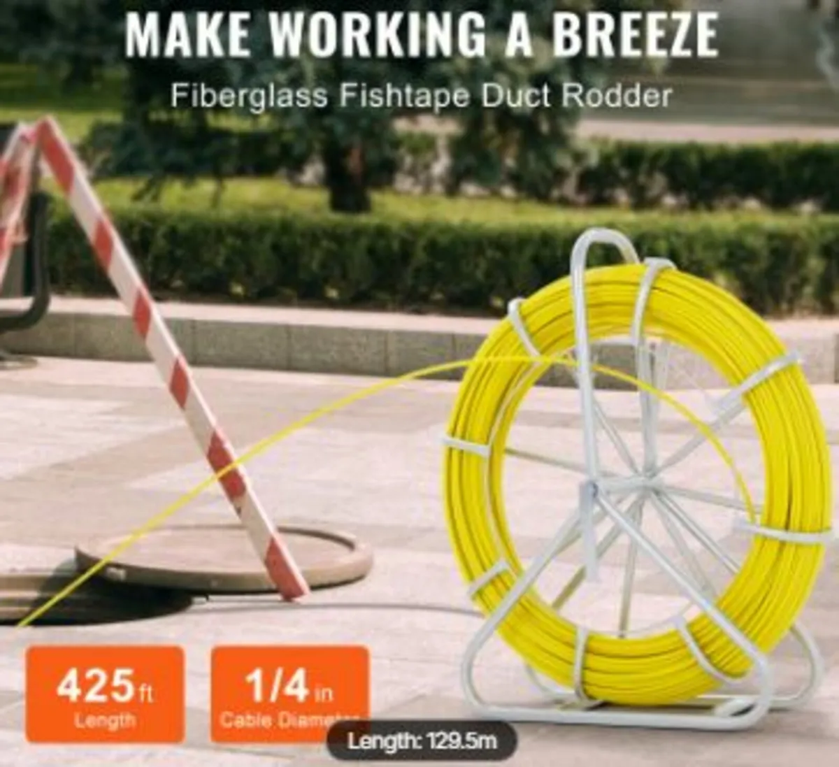 Fish Tape Fiberglass, 425 ft, 1/4 inch, Duct Rodd - Image 3