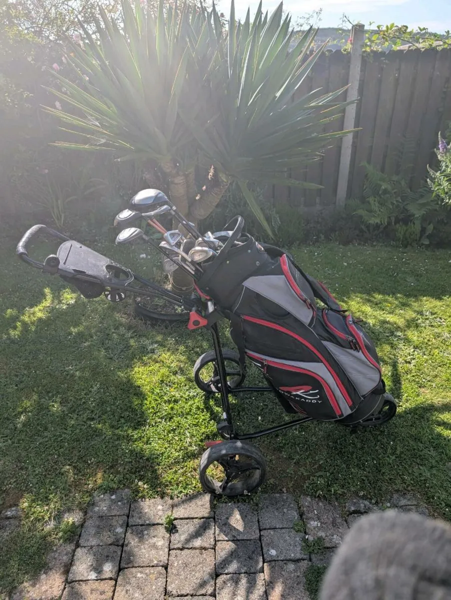 Full Golf clubs set up & big wheel trolley - Image 3