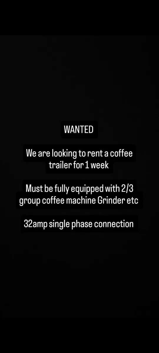 Coffee trailer to rent
