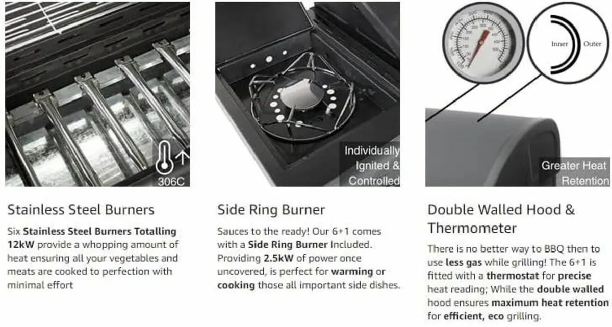 Pro Deluxe 7-Burner Gas Grill with Side Rack - Image 2