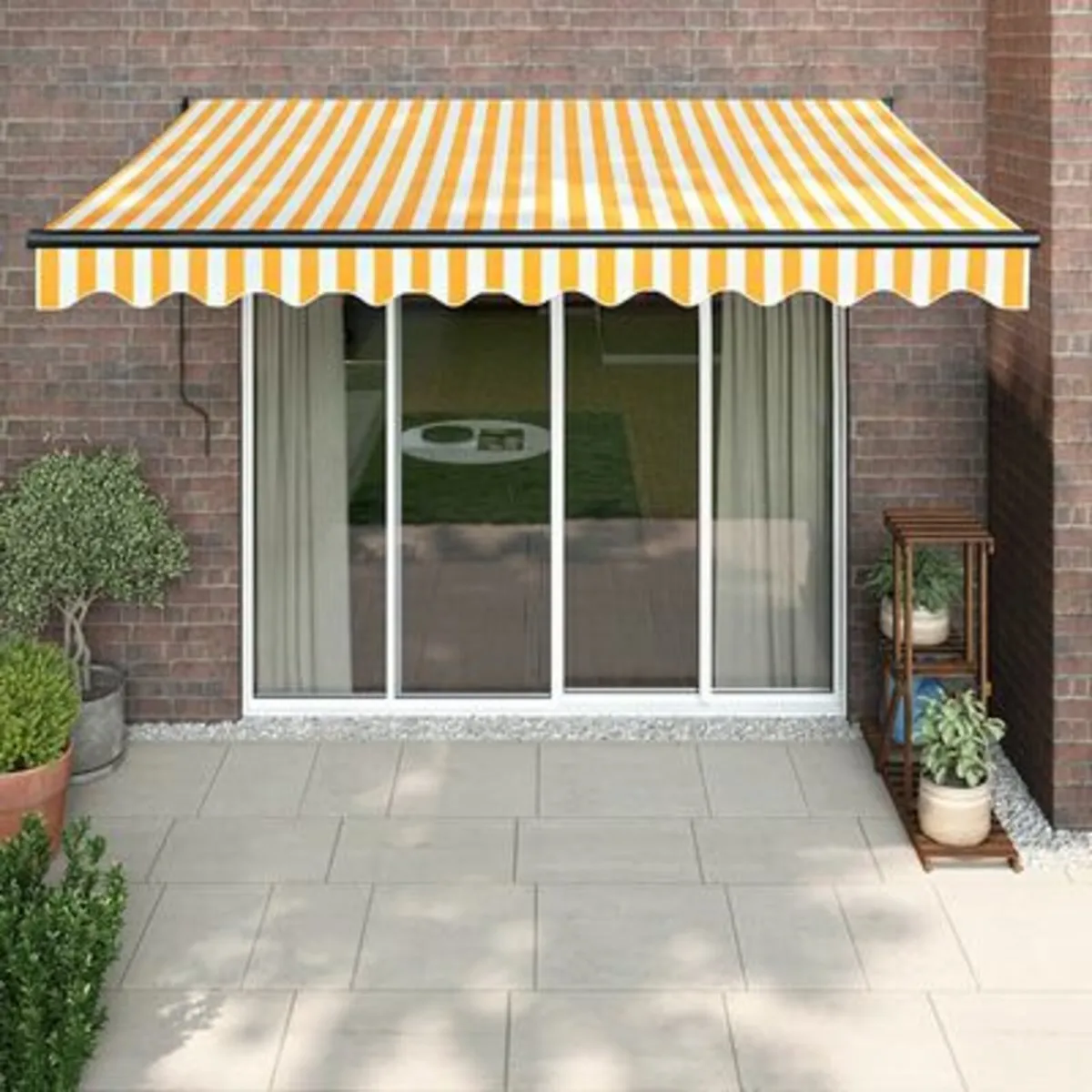 Retractable Awning Yellow and White 3x2.5 m Fabric - Image 3