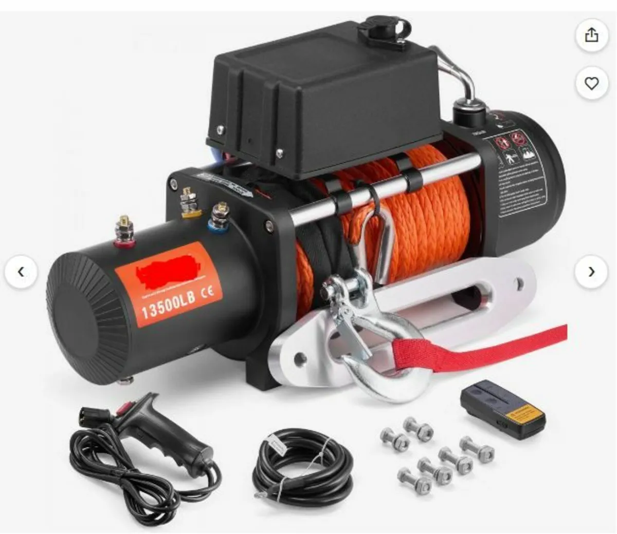 Electric Winch Truck 13,500 lb Synthetic Rope - Image 1
