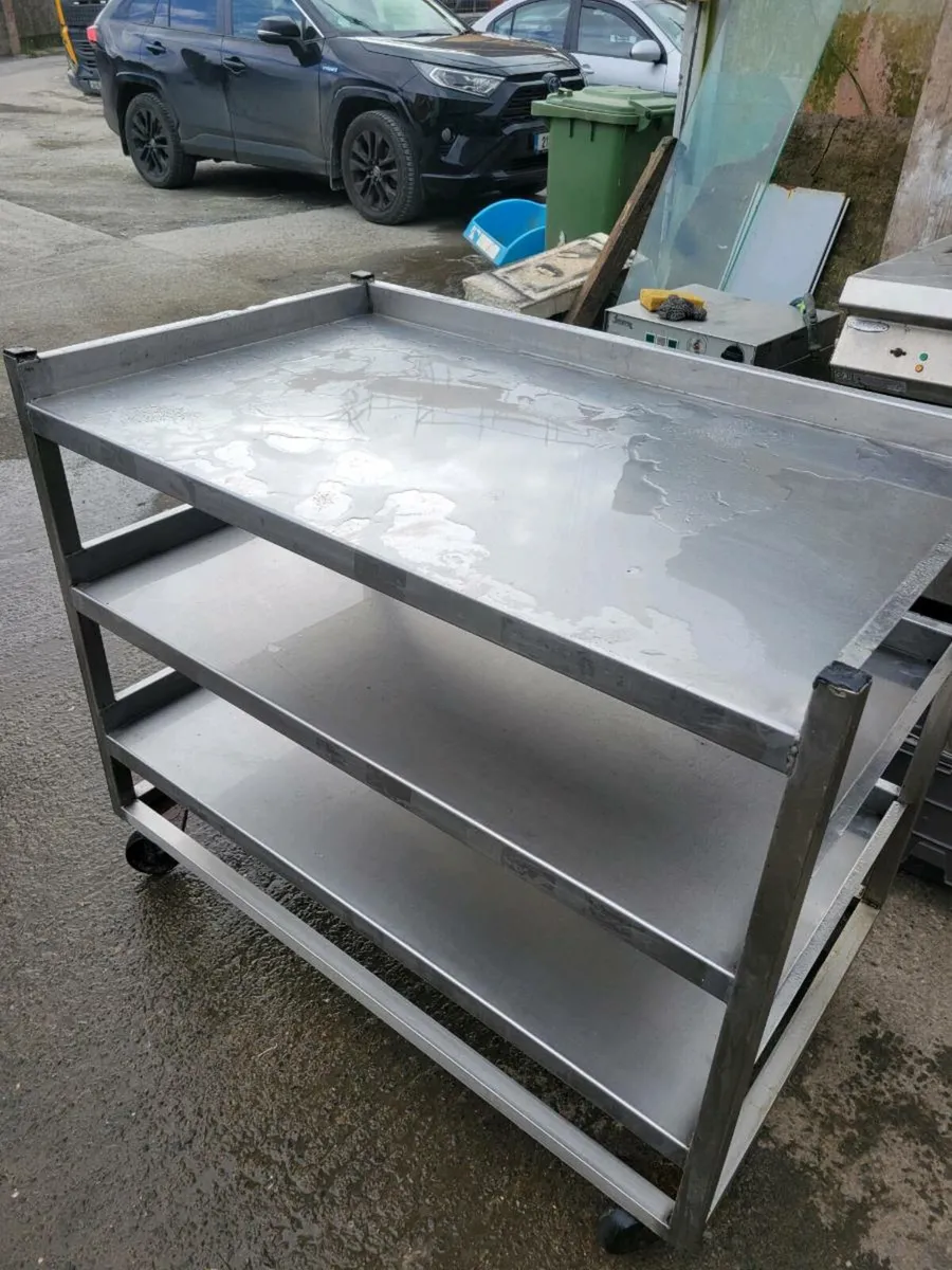 Table Shelved Stainless Steel On Wheels - Image 1