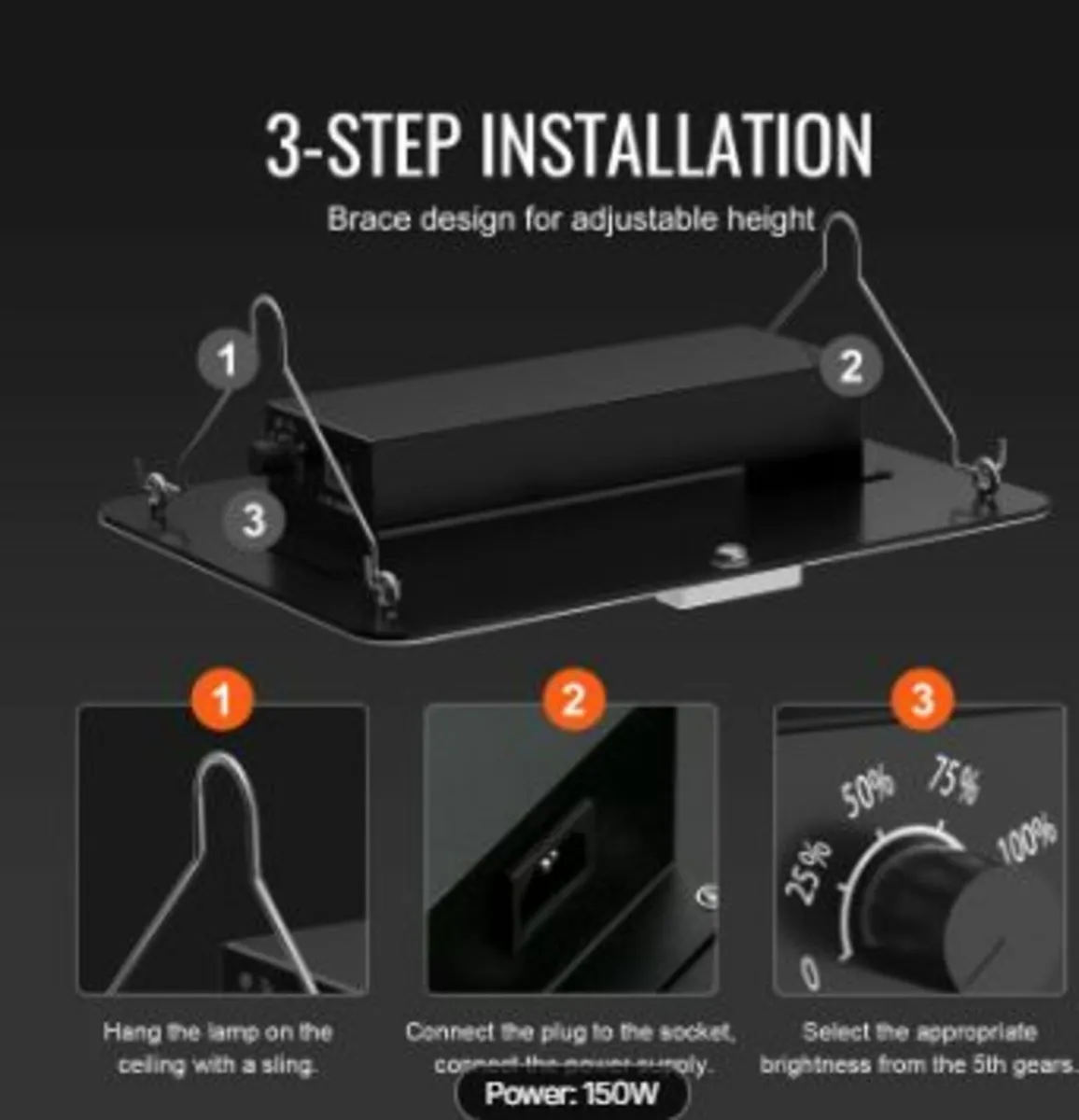 LED Grow Light, 150W Full Spectrum Dimmable, High - Image 4