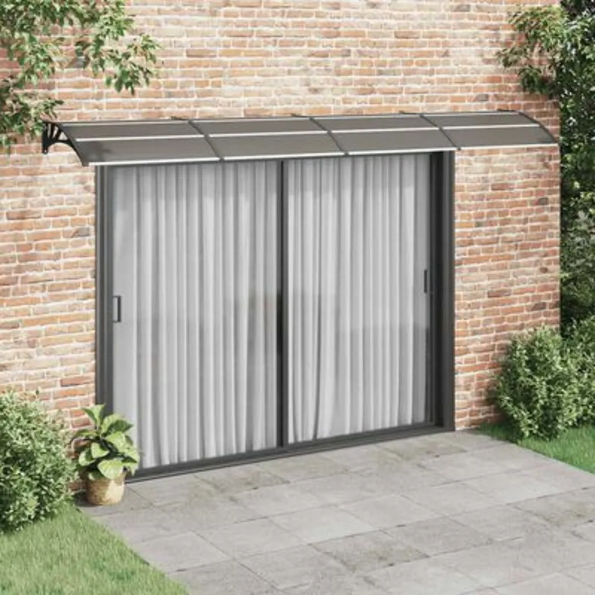 Door Canopy Black 400x100 cm Polycarbonate - Image 4