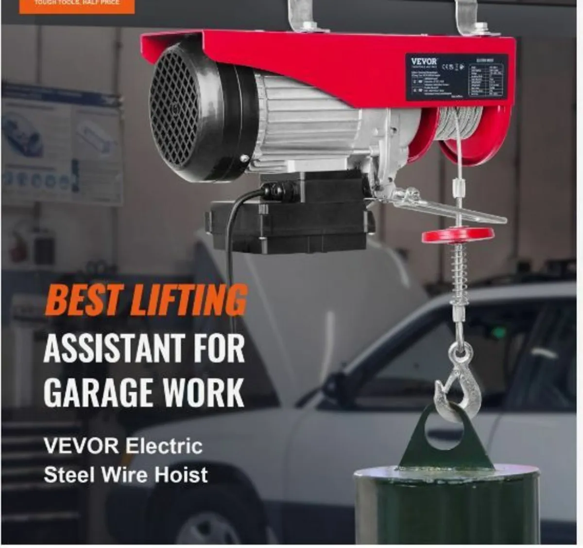 Electric Hoist, 1760 lbs Lifting Capacity, 1450W - Image 2