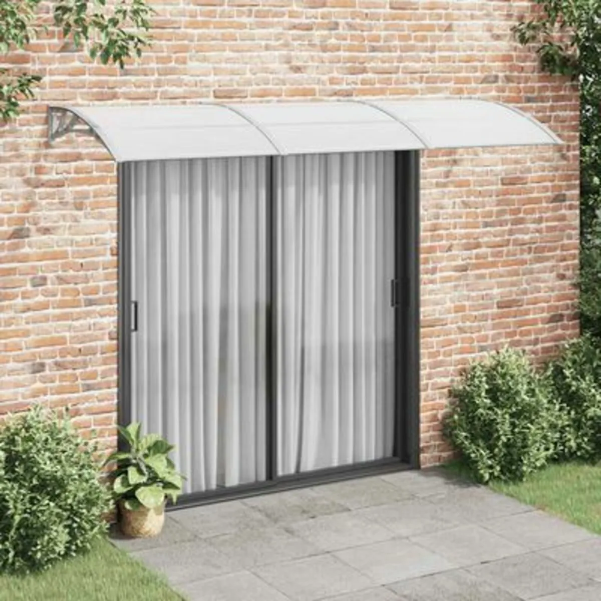Door Canopy Grey 300x100 cm Polycarbonate - Image 2