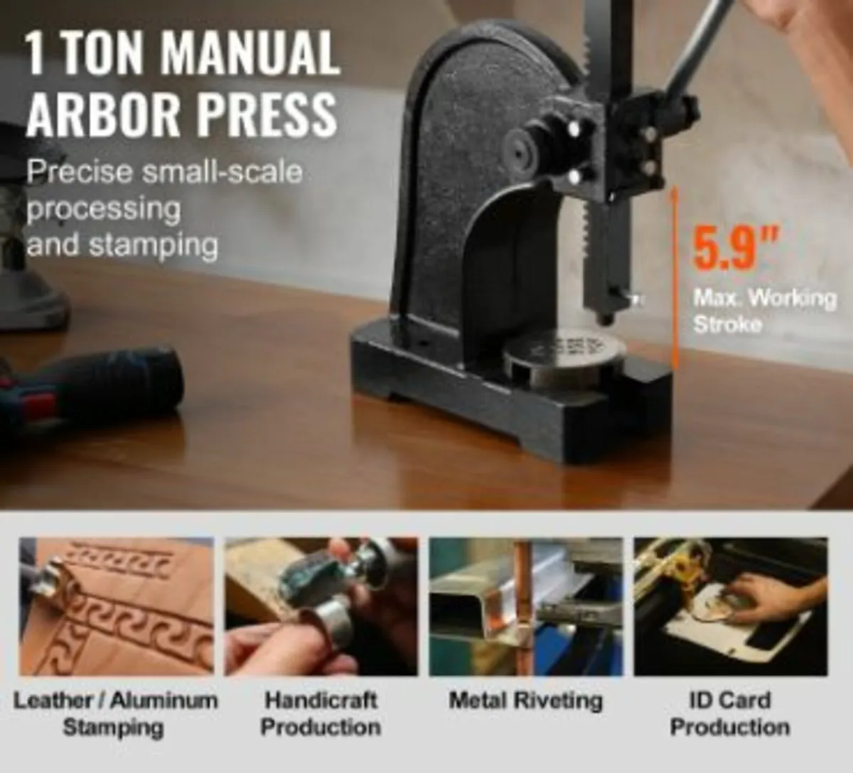 Arbor Press, 1 Ton Manual Arbor Press, 5.9" Maxim - Image 3