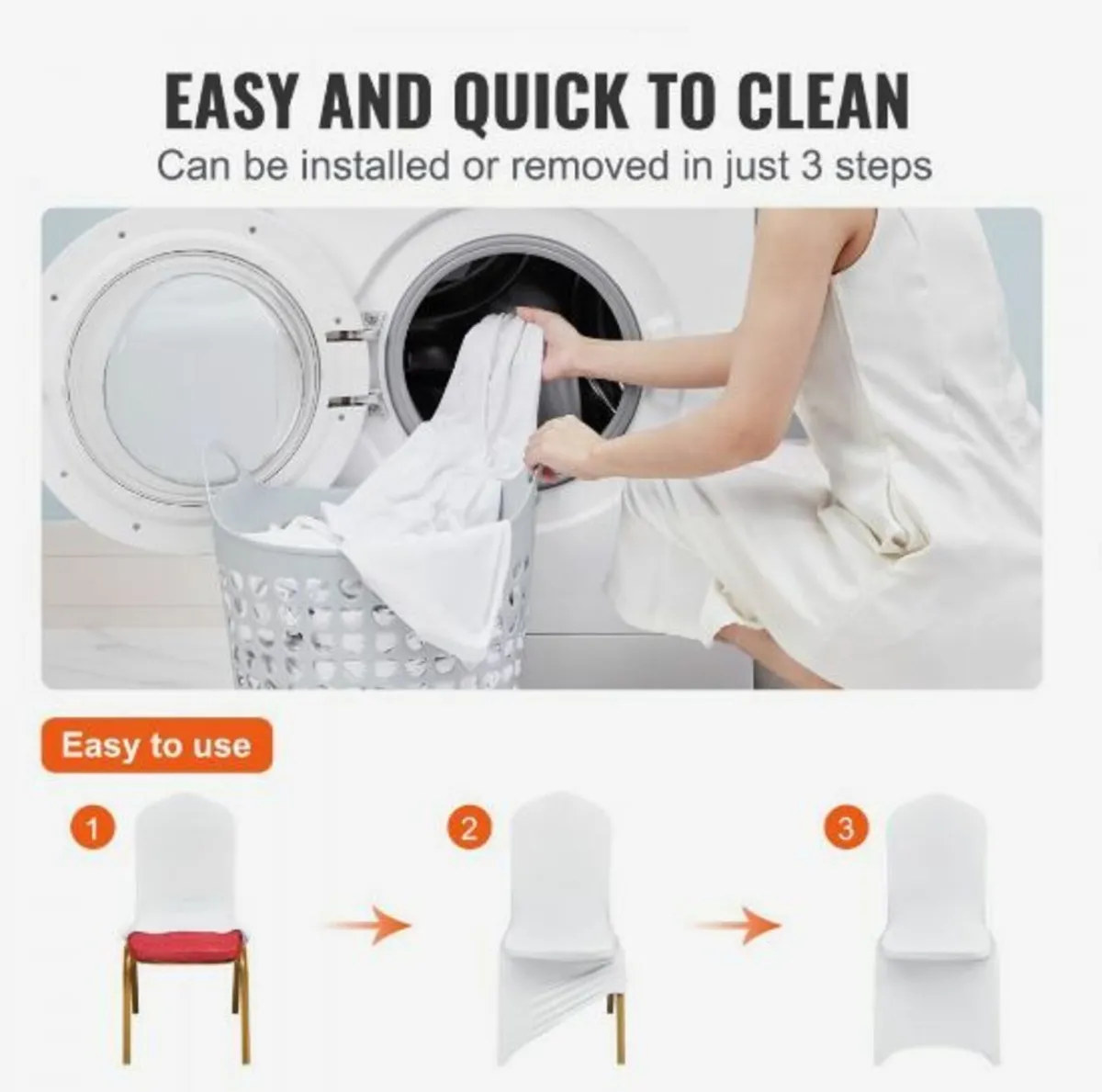 50pcs Chair Cover Wedding Spandex White Chair - Image 4
