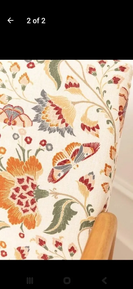 Oak Rattan Tapestry Chair New - Image 2