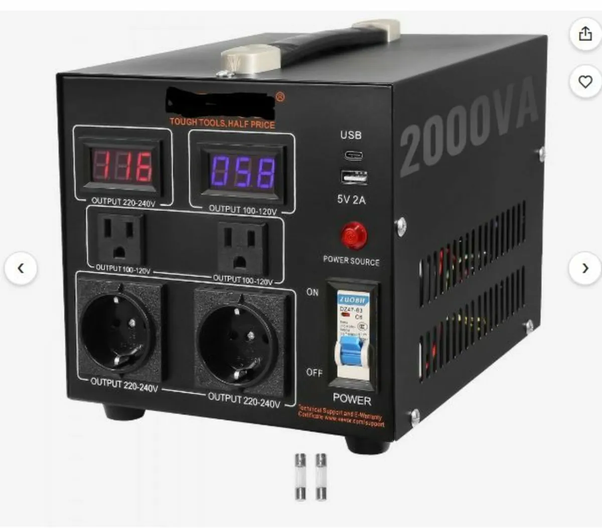 Voltage Converter Transformer, 2000VA - Image 1