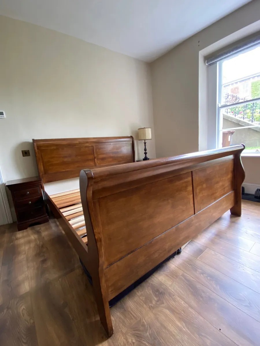 6ft Sleigh bed frame & lockersexcellent condenser. - Image 1