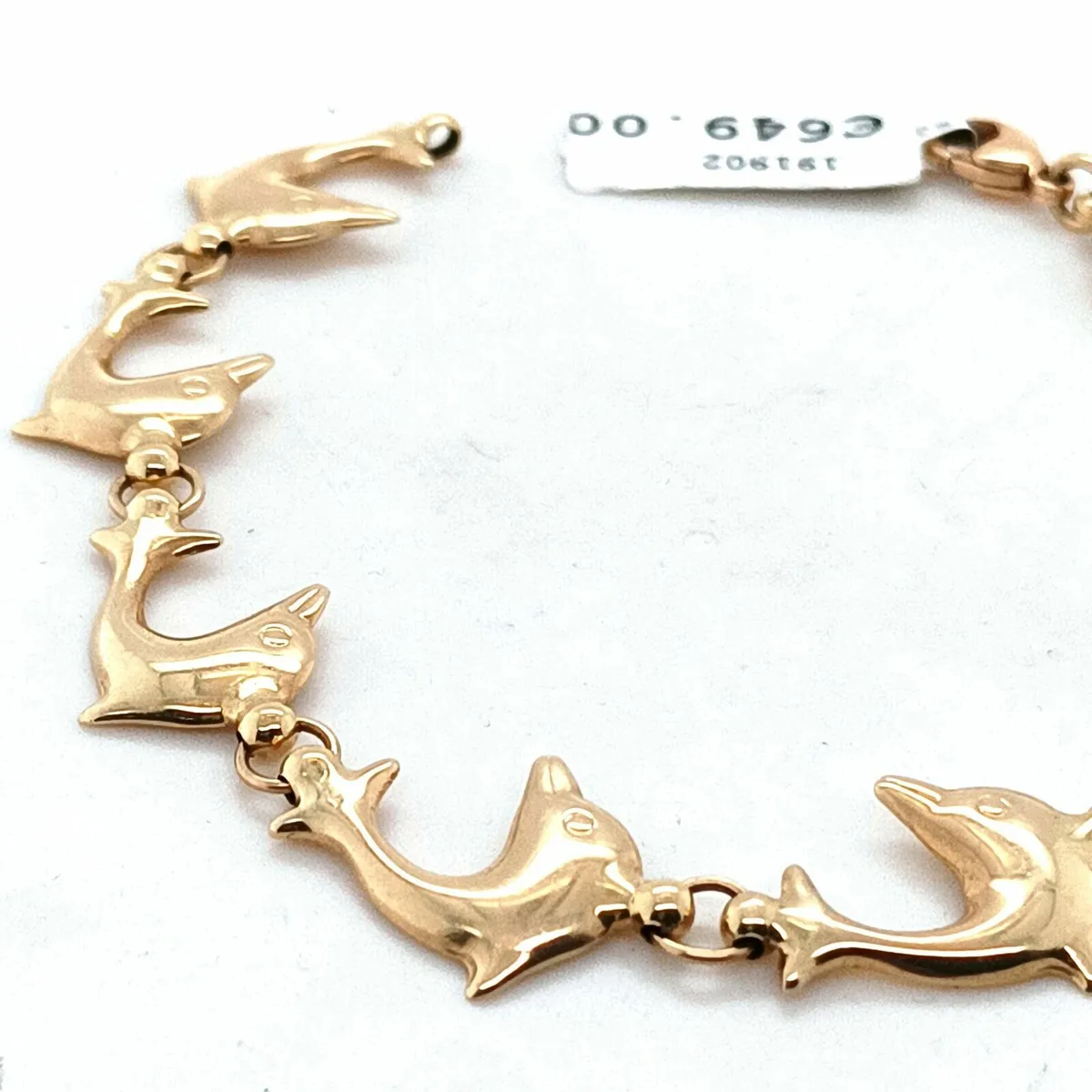 14k Gold Italian Bracelet with Dolphins - Image 1