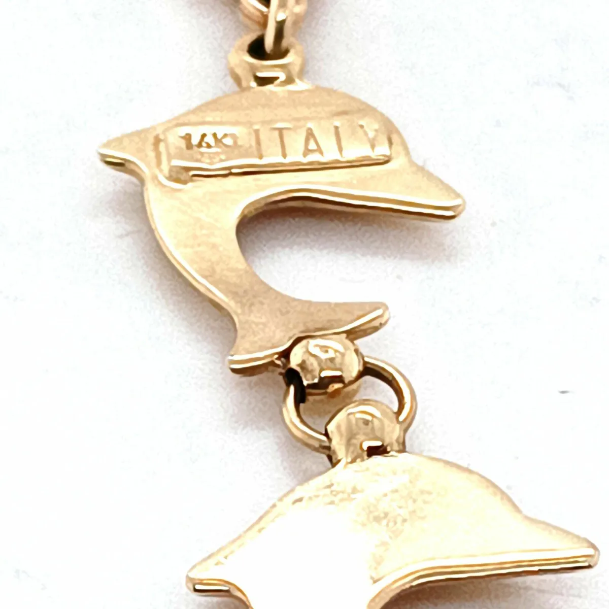 14k Gold Italian Bracelet with Dolphins - Image 3