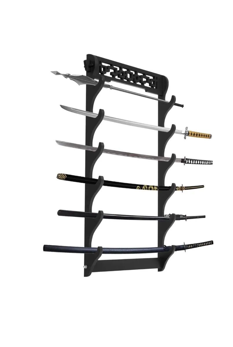 6-Tier Sword Holder Wall Mount Samurai Sword Stand - Image 1