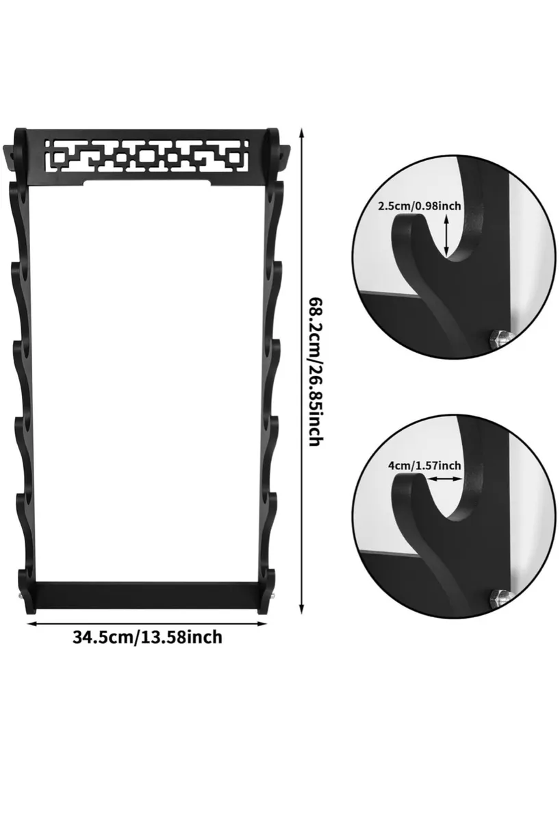 6-Tier Sword Holder Wall Mount Samurai Sword Stand - Image 4