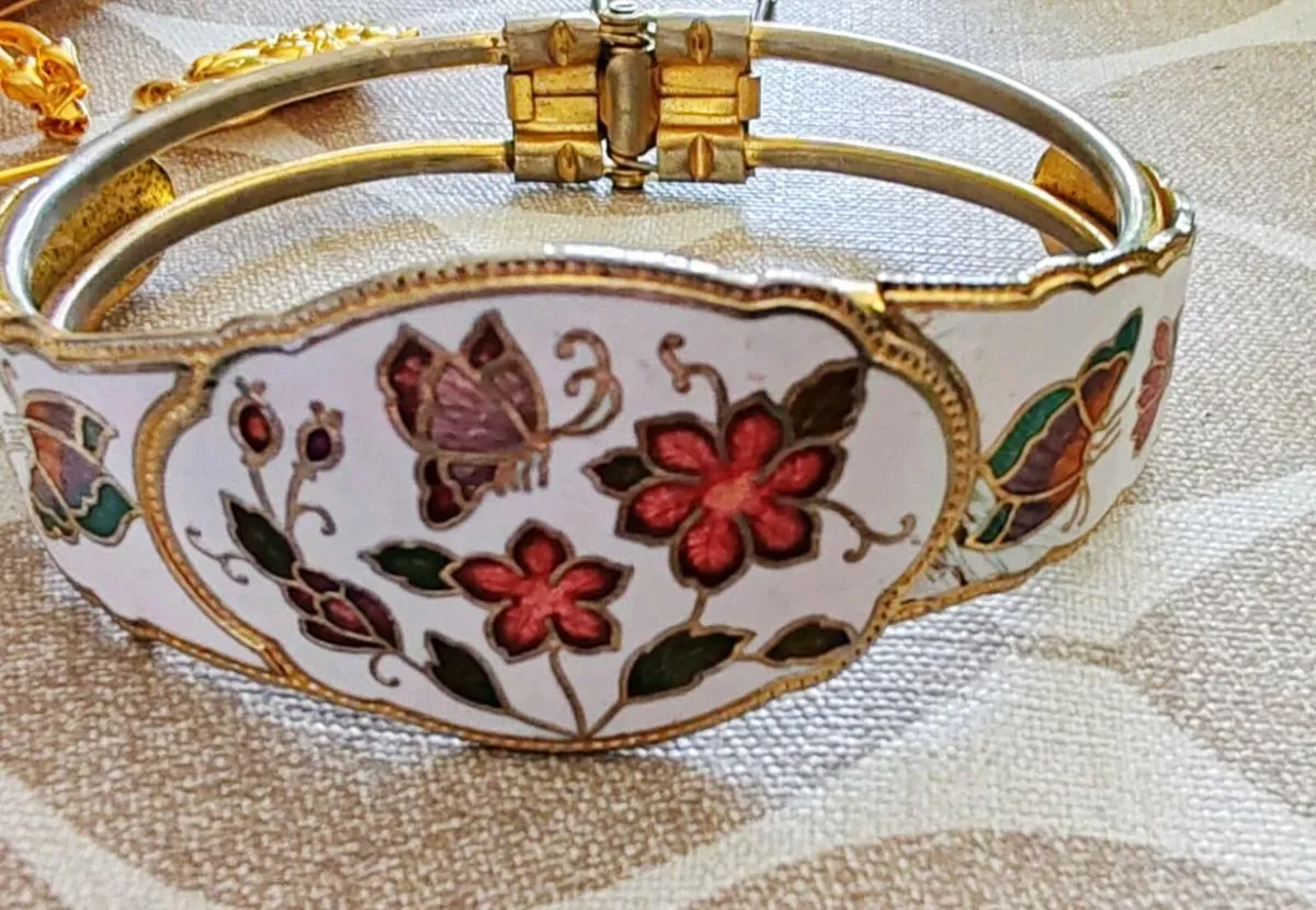 Vintage cloisonne enamel bangle - Image 1