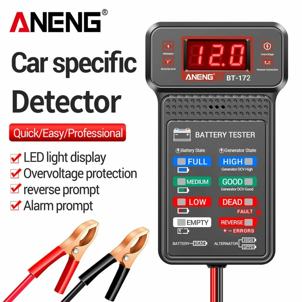 12V Multifunctional Battery Testers LED Reverse Di