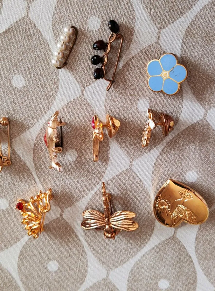 Vintage brooches, lapel pins and cap badges - Image 1