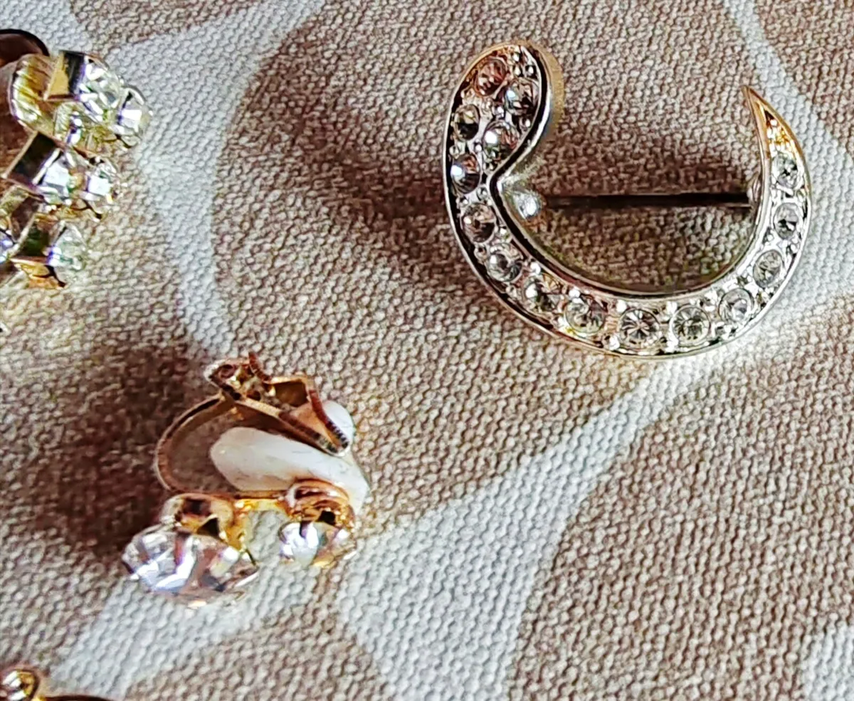 Retro silverstone earrings and brooch - Image 3