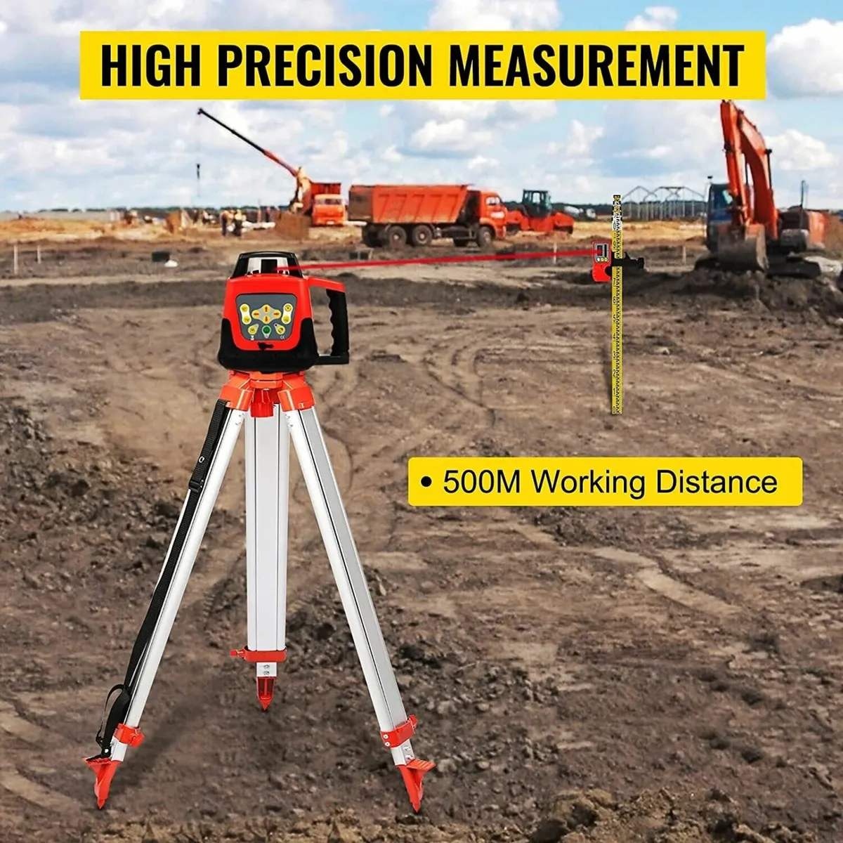 500m Self-Leveling 360 Rotary Laser Tripod Kit - Image 2