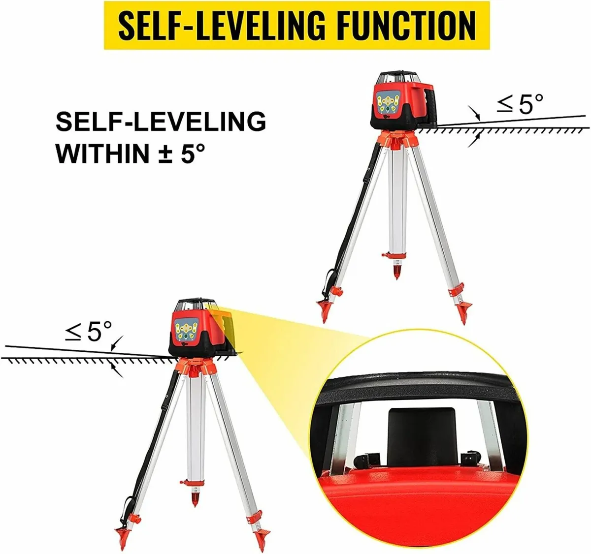 500m Self-Leveling 360 Rotary Laser Tripod Kit - Image 4