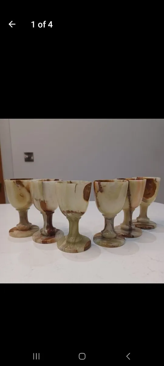 Vintage Onyx Marble Wine Goblets - Image 1