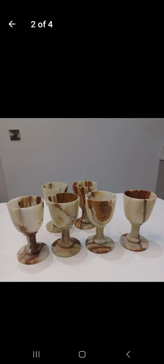 Vintage Onyx Marble Wine Goblets - Image 2