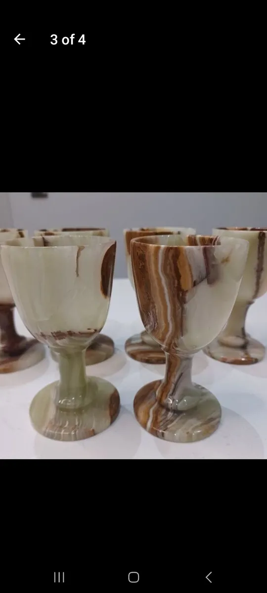 Vintage Onyx Marble Wine Goblets - Image 4