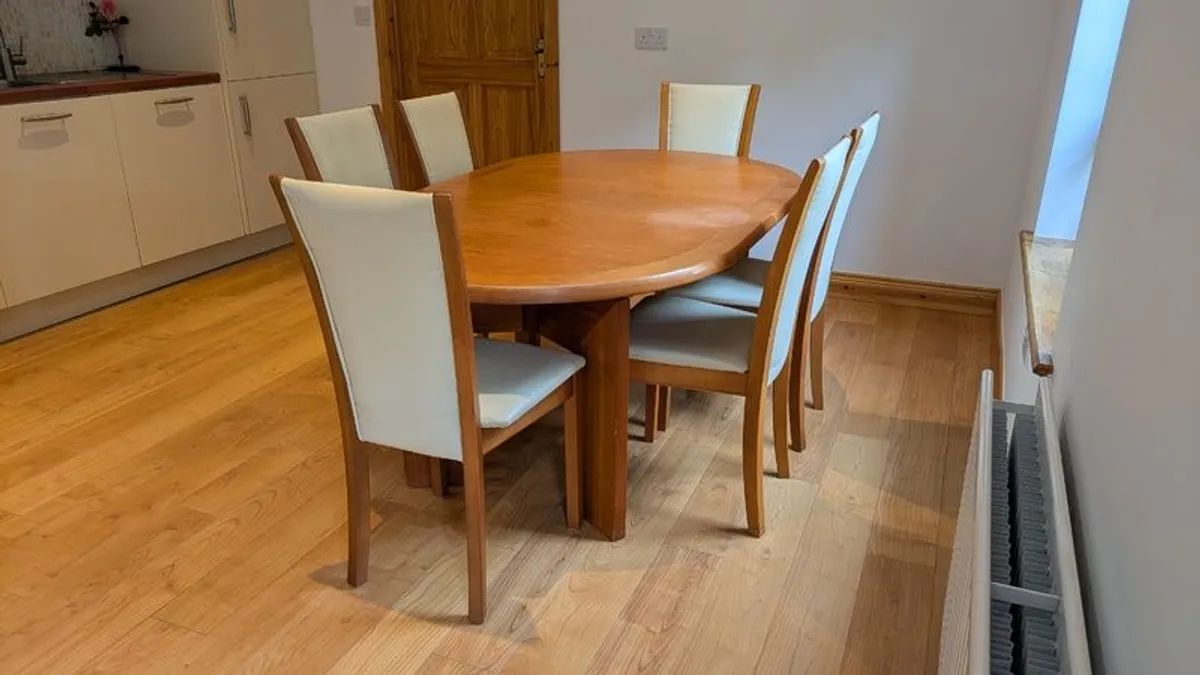 Skovby Oval Dining Table  & 8 Chairs - expandable x2, cherry - Image 1