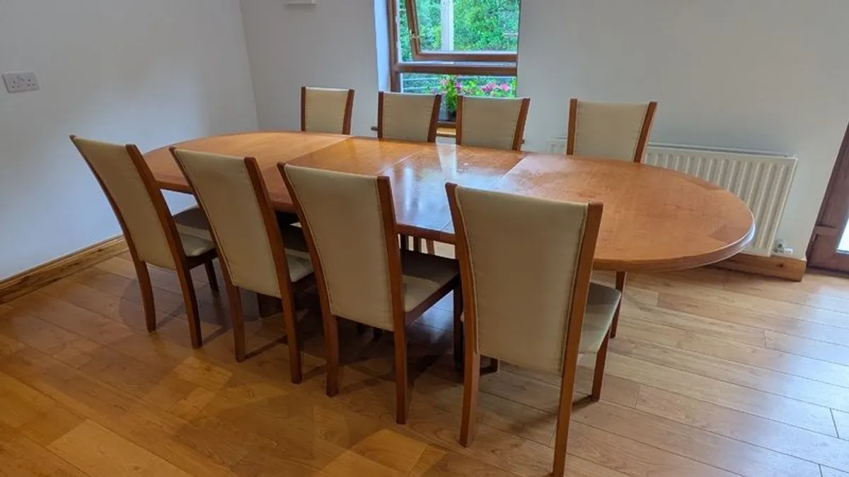 Skovby Oval Dining Table  & 8 Chairs - expandable x2, cherry - Image 4