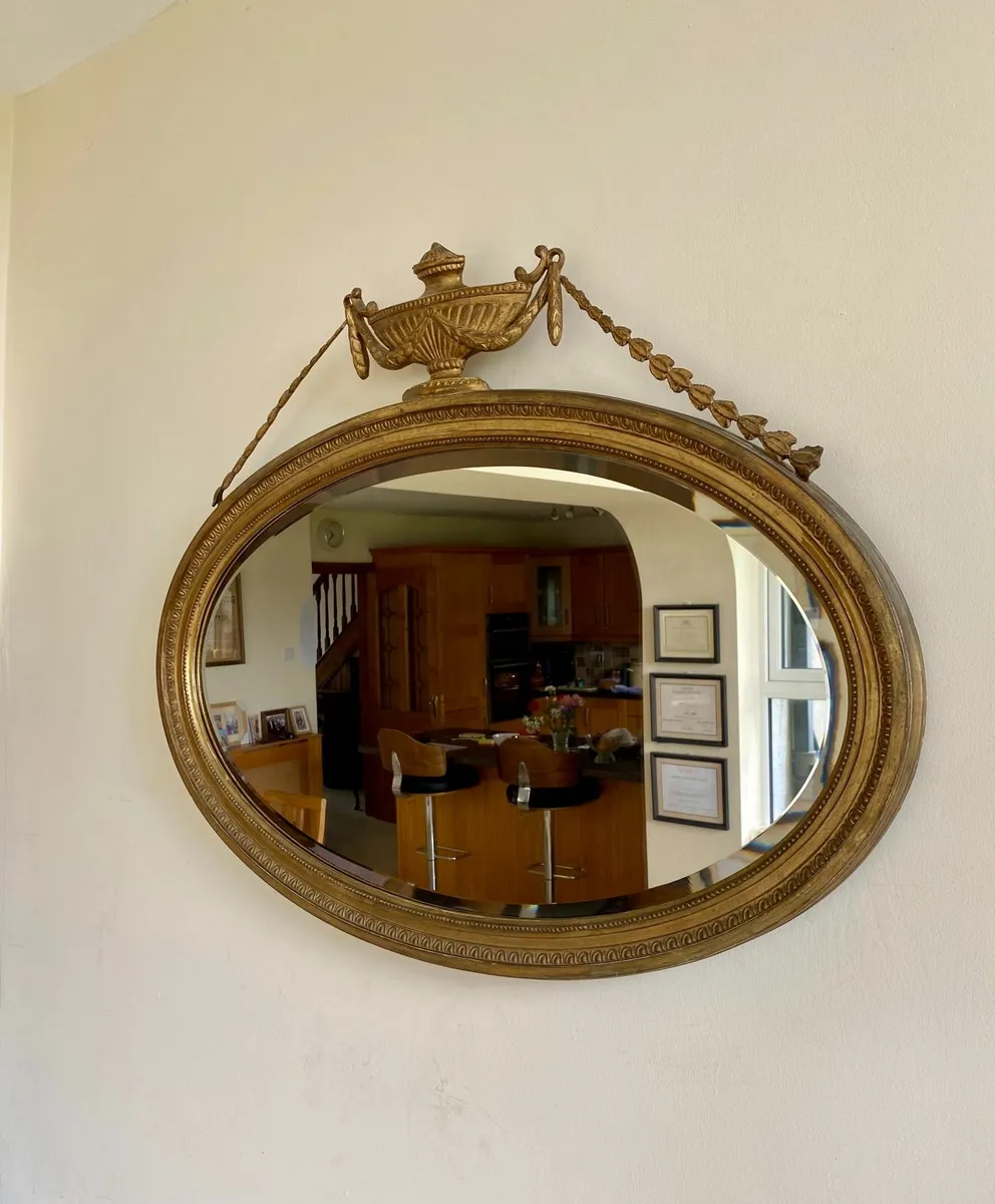 George III style oval overmantel mirror. - Image 1