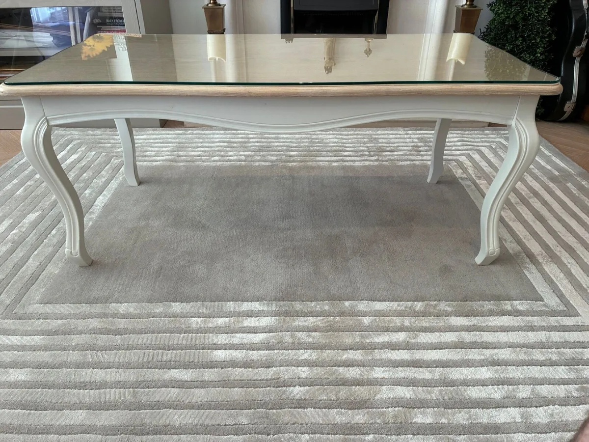 Wooden coffee table with glass top - Image 1