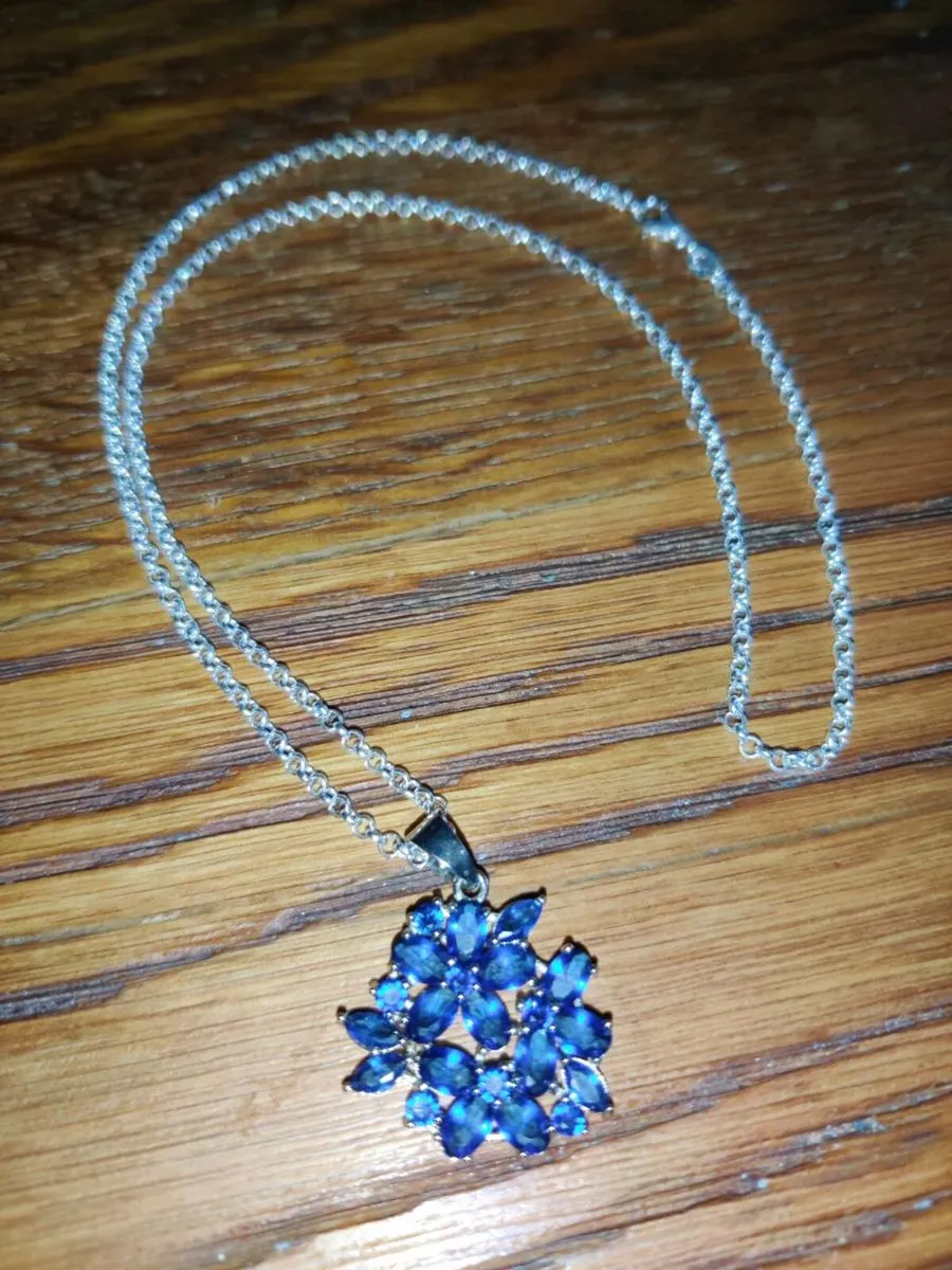 CHUNKY TANZANITES, 925 Silver New Belcher Necklace - Image 2