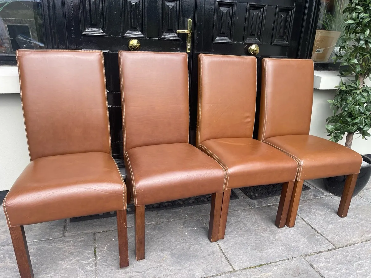 4 x Serious Quality Leather Kitchen Dining Chairs - Image 1