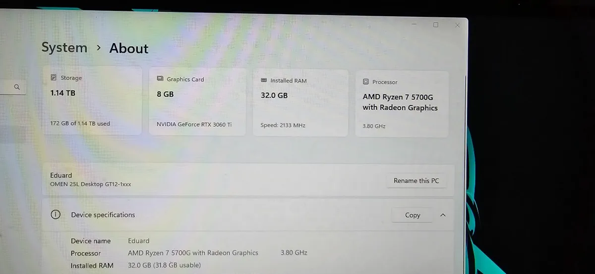 Gaming pc 3060ti- 8gb Ryzen 7 5700g - Image 2