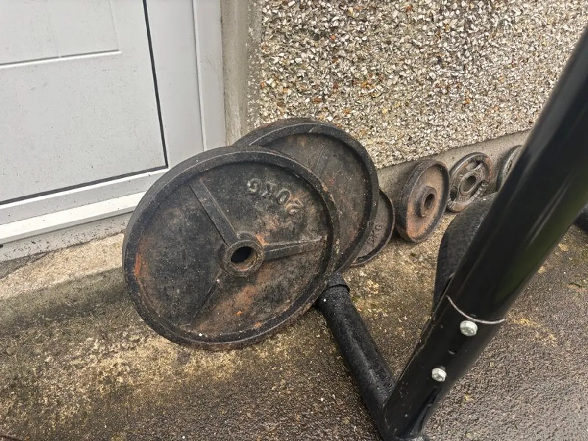 Squat/Bench Barbell Rack, Olympic Barbell & Weights - Image 2