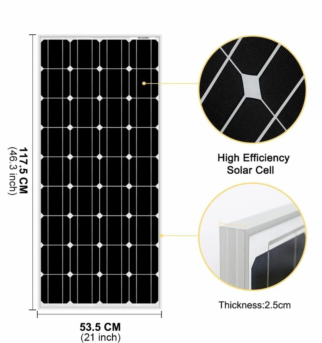 camper van or boat 100W 12V Solar Panel - Image 4