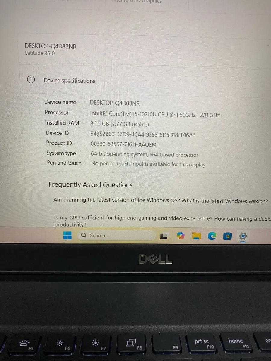 Dell laptop i5 pro 10th gen 8-256 win 11 pro - Image 4
