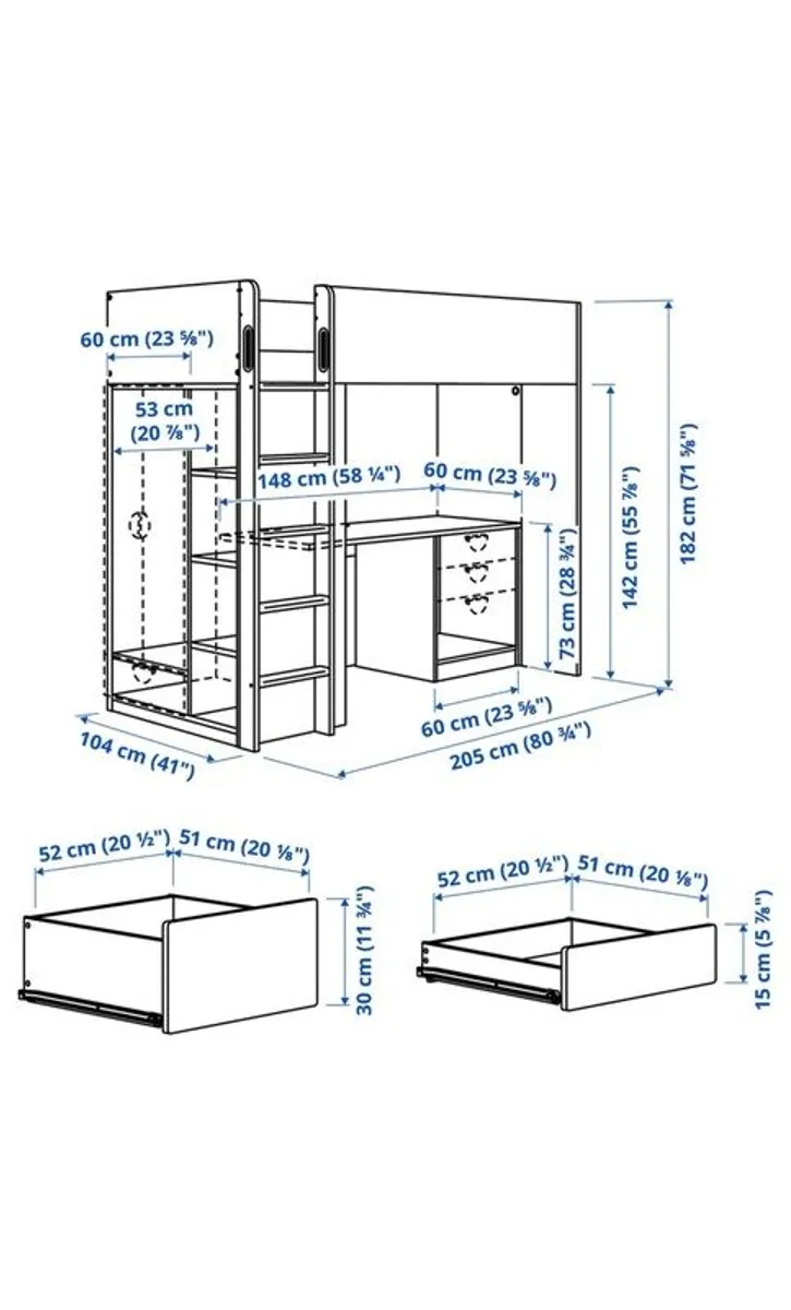 Loft bed with desk - Image 4