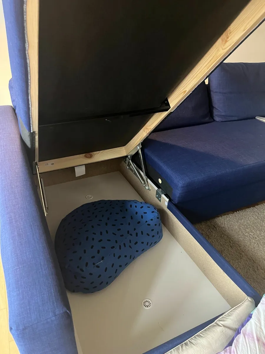 Corner sofa-bed with storage. Blue FRIHETEN - Image 2