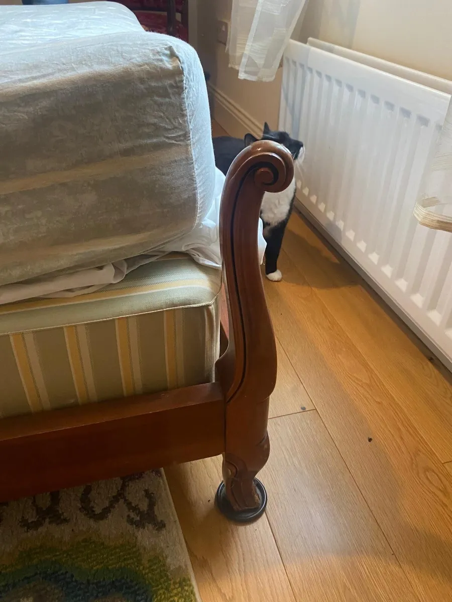 Two Antique beds & mattresses with bedside locker - Image 3