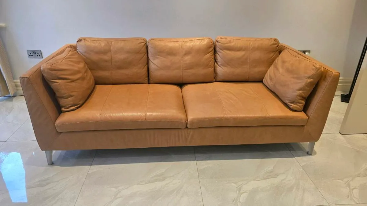 Three Seat Leather Sofa - Image 1