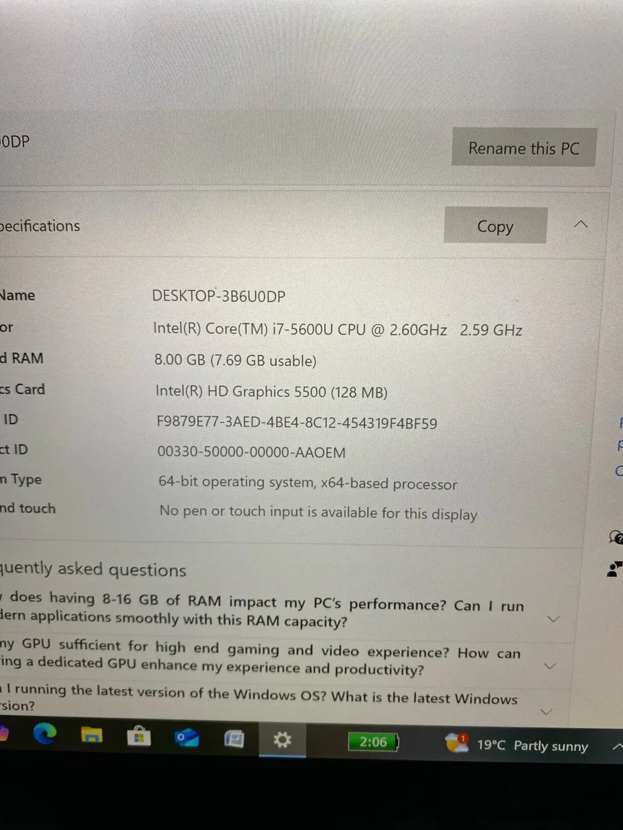 Lenovo X1 i7 8gb 256 win 10 - Image 4